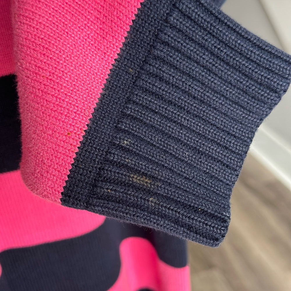Lauren Ralph Lauren Pink Navy Striped Collared Rugby Long Sleeve Sweater Shirt - Picture 8 of 12
